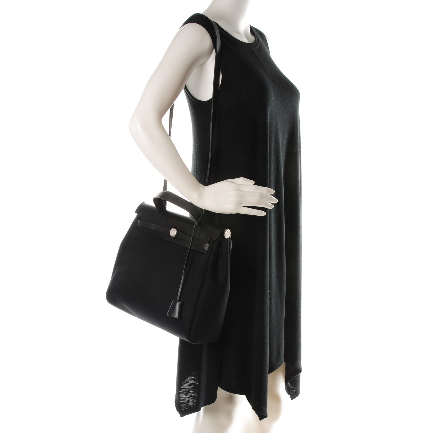 Toile Vache Calfskin Herbag 30 PM Natural Black
