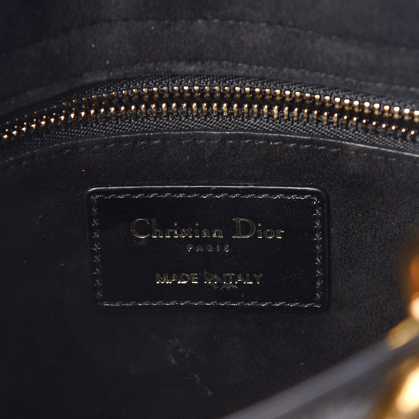 Crinkled Patent Cannage Small Lucky Badges My Lady Dior Black
