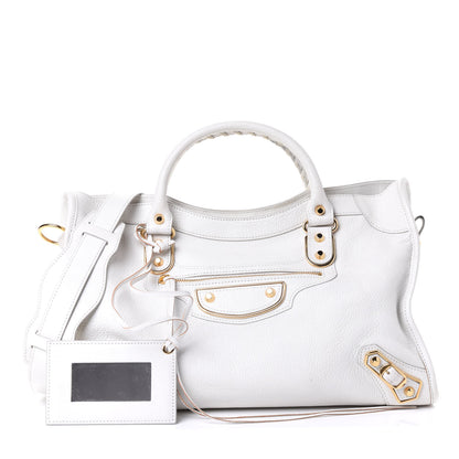 Balenciaga Chevre Gold Metallic Edge Hardware City White 1 of 4