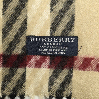 Burberry Cashmere Classic Check Fringe Scarf Camel 3 of 3