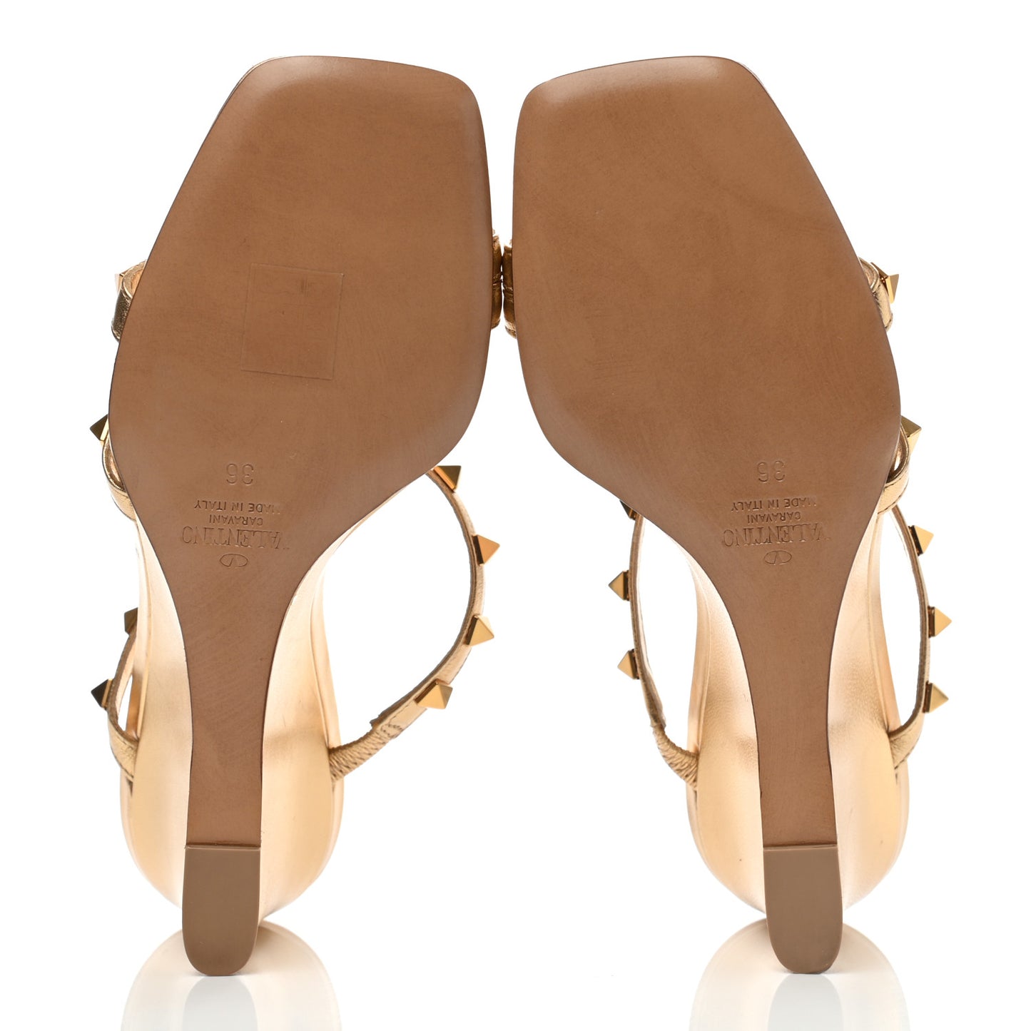 Metallic Nappa Rockstud Wedge Slide Sandals 36 Antique Brass
