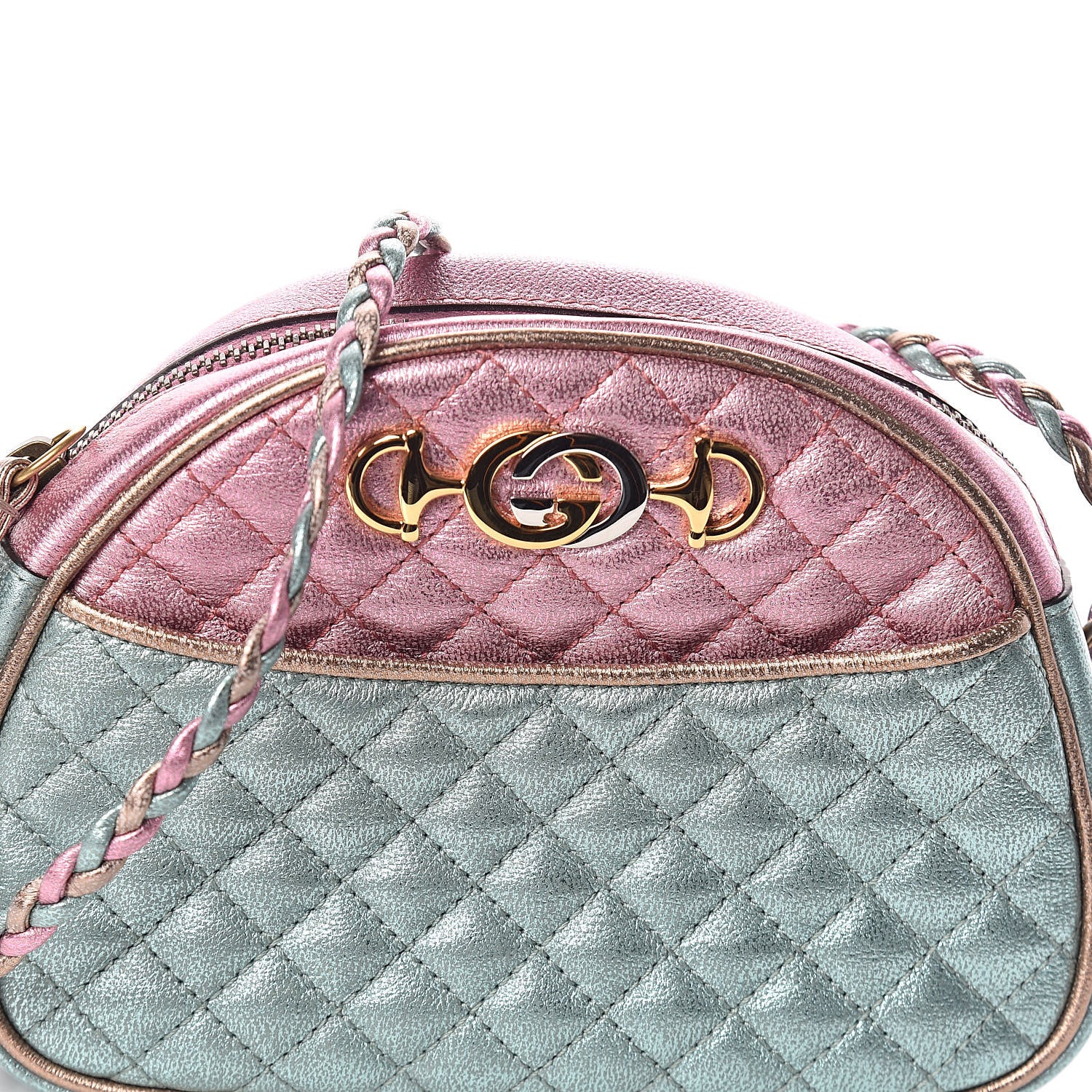 Gucci Laminated Nappa Trapuntata Mini Zumi Dome Shoulder Bag Rosa Lago Rame 7 of 10