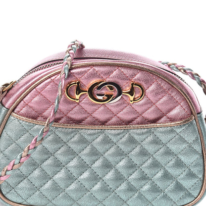 Gucci Laminated Nappa Trapuntata Mini Zumi Dome Shoulder Bag Rosa Lago Rame 7 of 10