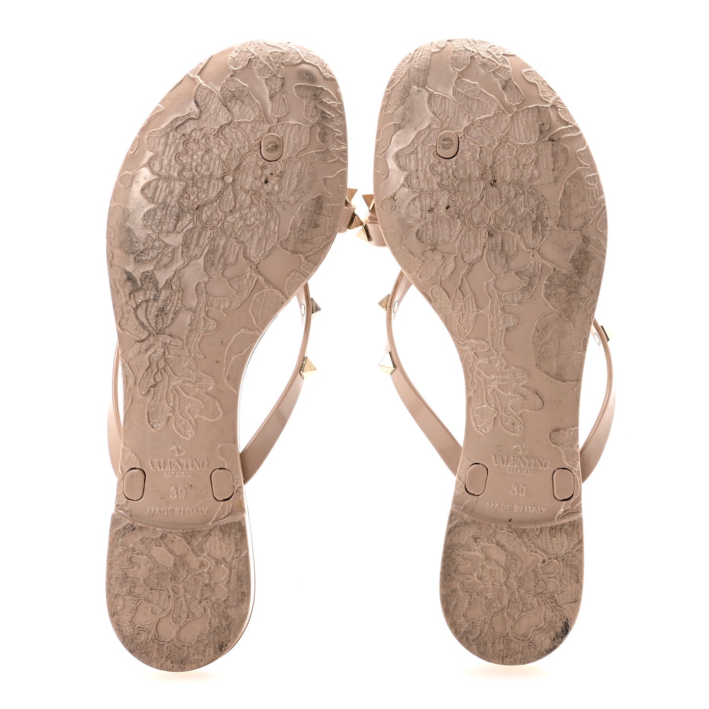 PVC Jelly Rockstud Bow Thong Sandals 39 Poudre
