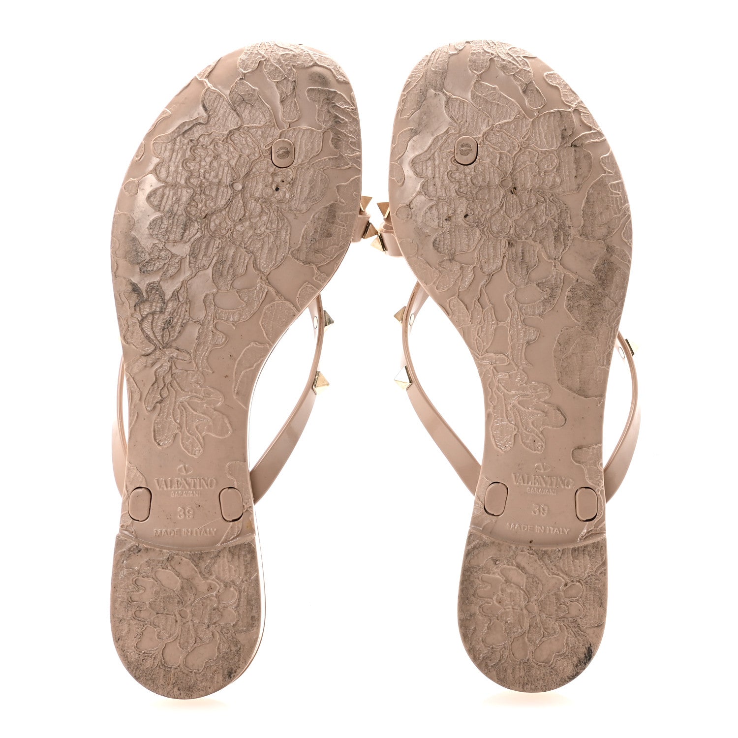 Valentino Garavani PVC Jelly Rockstud Bow Thong Sandals 39 Poudre 6 of 9