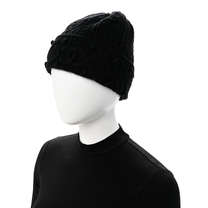Chanel Cashmere CC Beanie Hat Black 2 of 5
