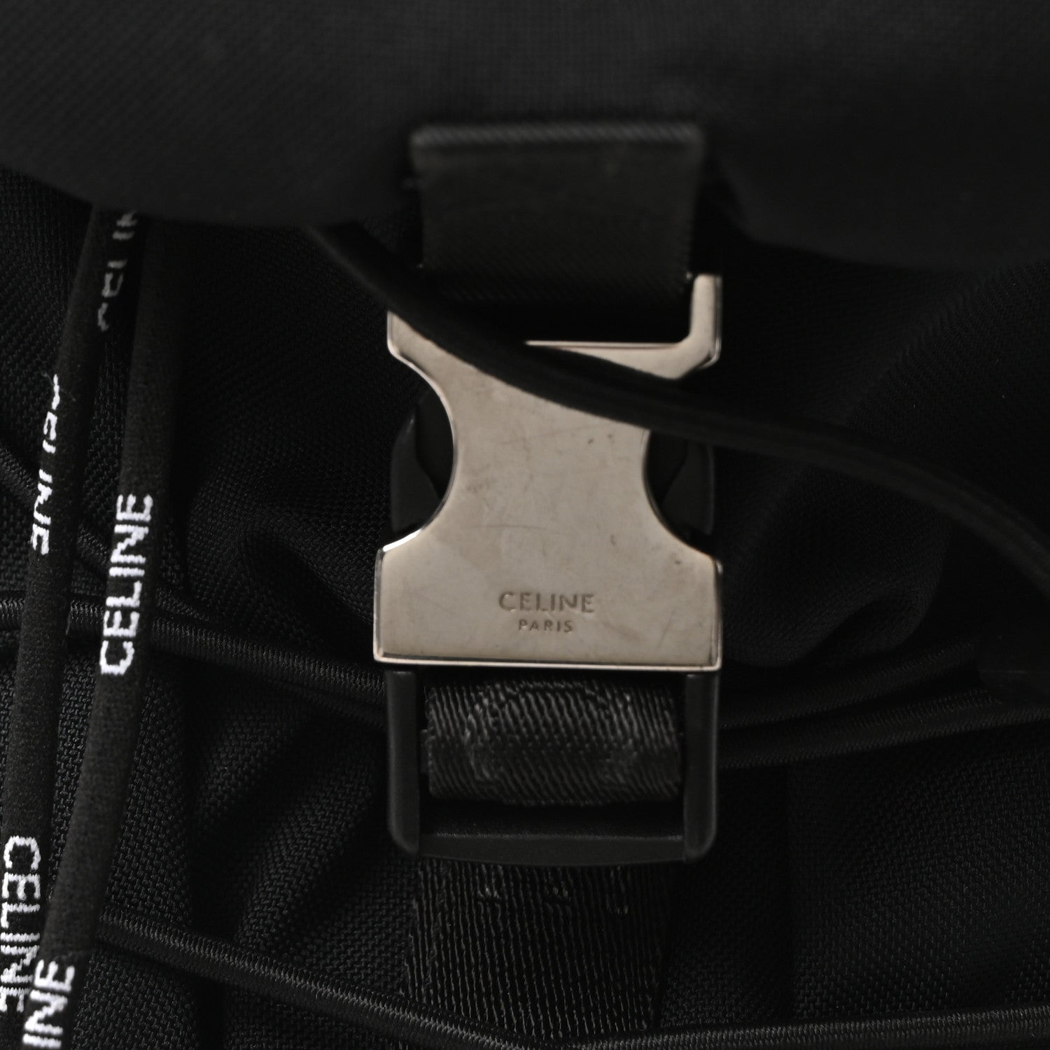 Celine Gabardine Logo Web Trekking Medium Backpack Black 7 of 9