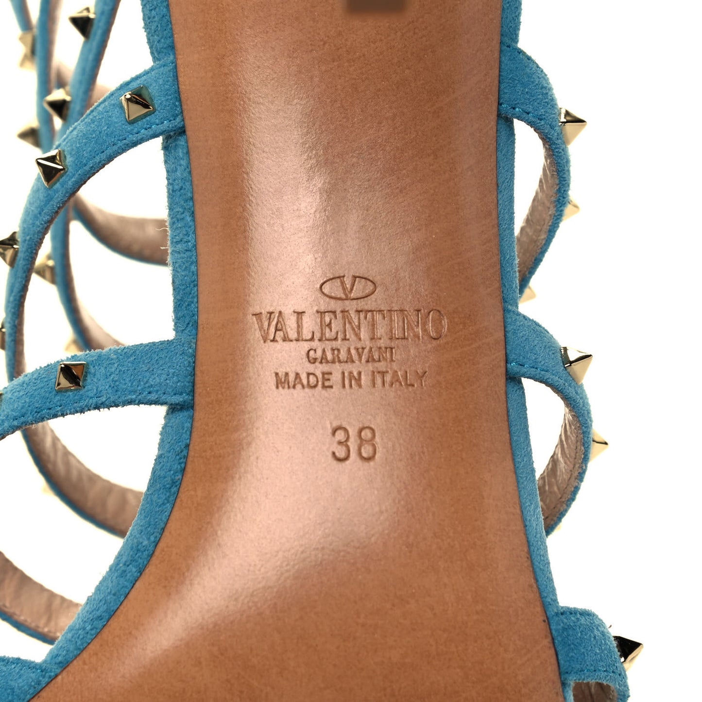 Suede Lovestud Caged 90mm Sandals 38 Cerulean