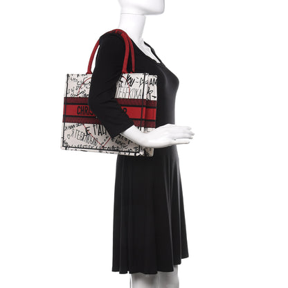 Christian Dior Canvas Embroidered Medium Dioramour Graffiti Book Tote Latte Multicolor 2 of 11