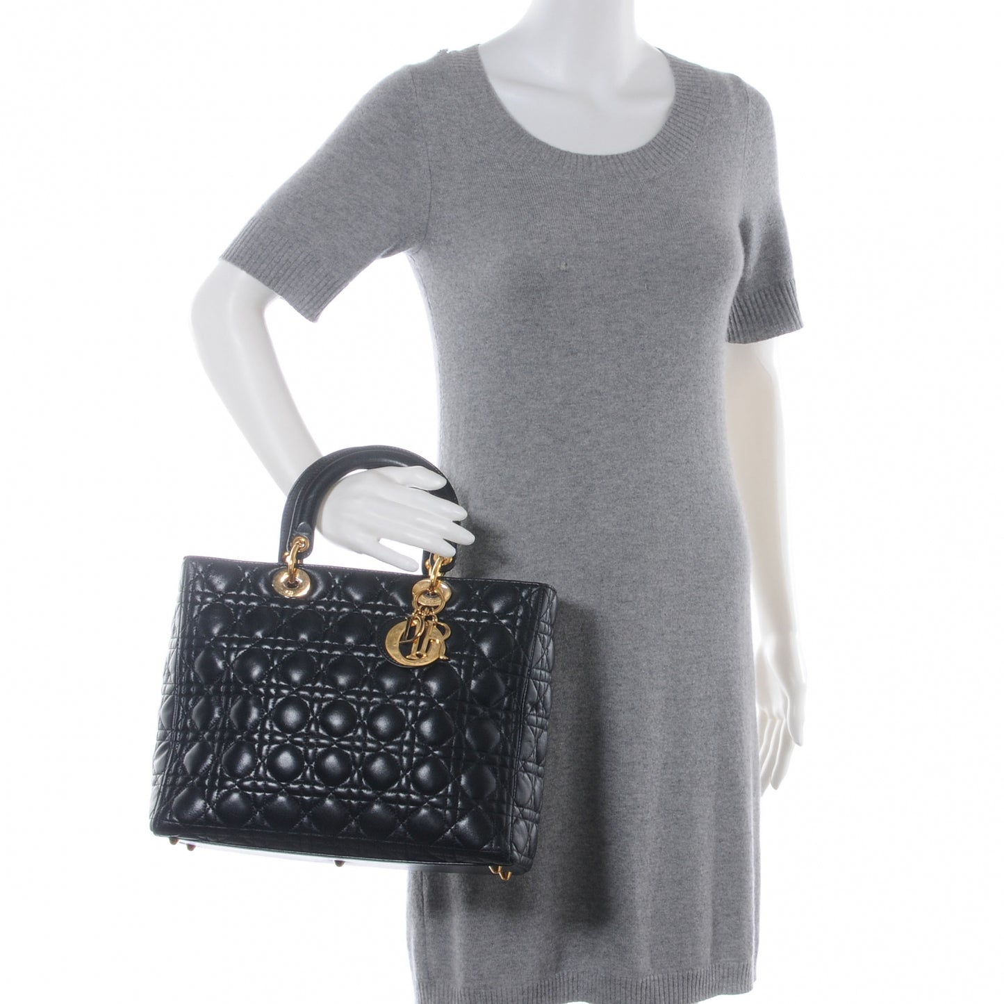 Lambskin Cannage Large Lady Dior Black