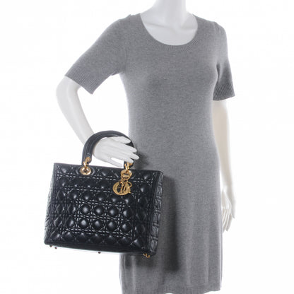 Christian Dior Lambskin Cannage Large Lady Dior Black 2 of 8