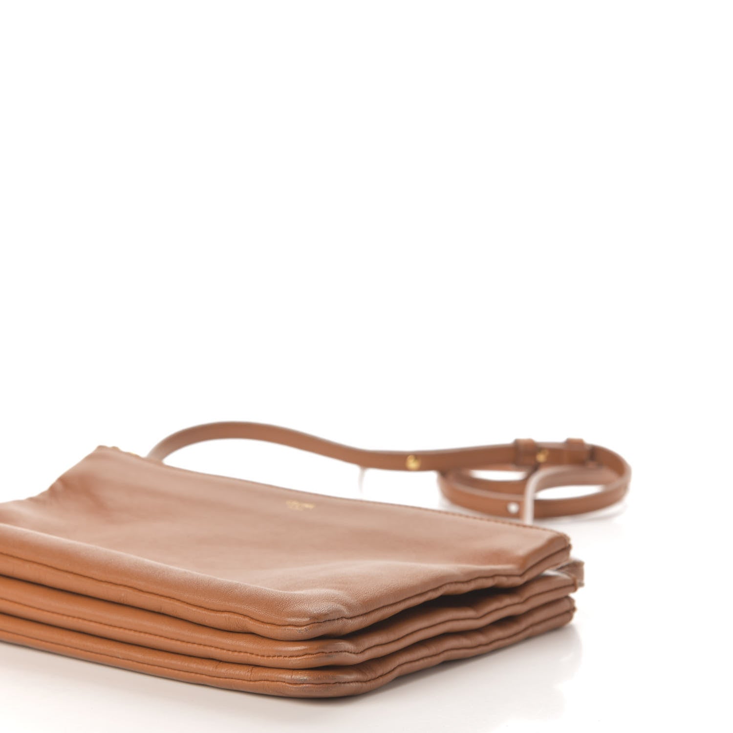 Celine Lambskin Large Trio Crossbody Bag Camel 10 of 13
