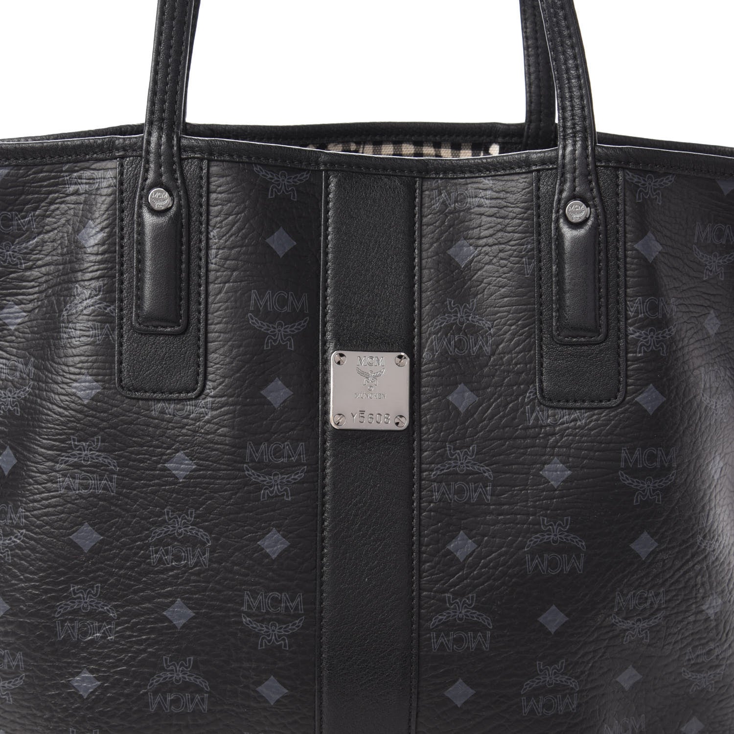 MCM Visetos Medium Liz Reversible Shopper Tote Black 8 of 16