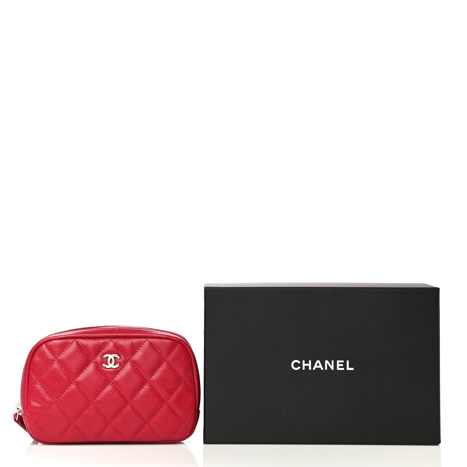 Chanel Caviar Quilted Small Curvy Pouch Cosmetic Case Dark Pink 11 of 11