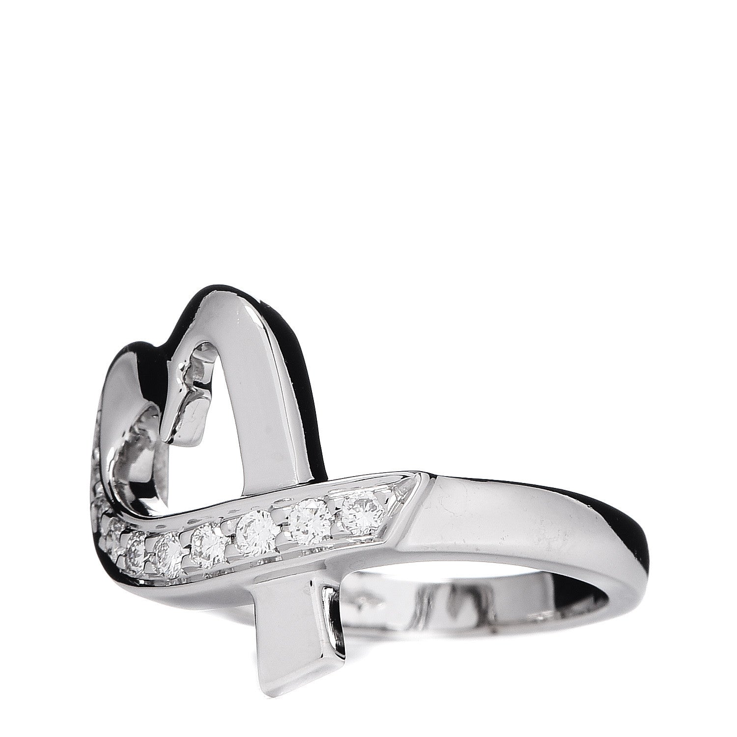 Tiffany 18K White Gold Diamond Paloma Picasso Loving Heart Ring 47 4.25 3 of 7