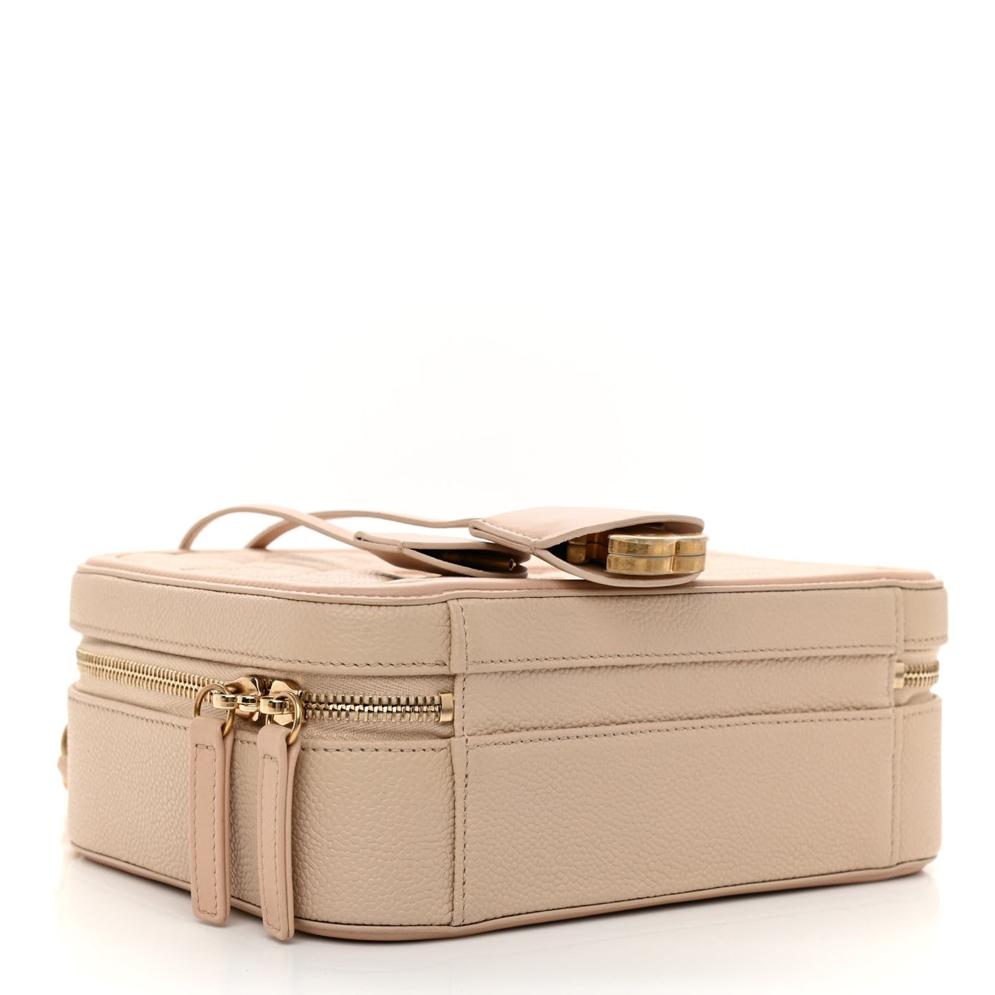 Caviar Quilted Medium CC Filigree Vanity Case Beige