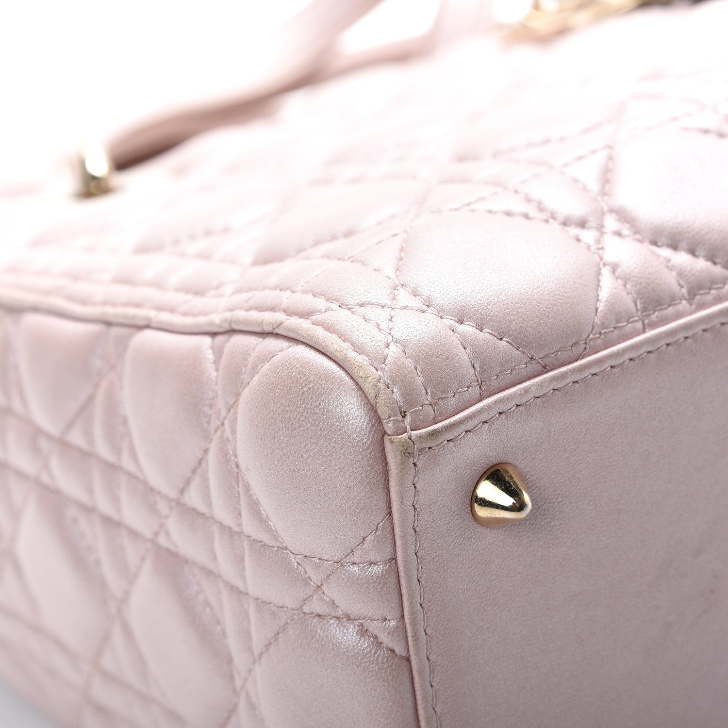 Christian Dior Pearly Lambskin Cannage Medium Lady Dior Lotus 8 of 15