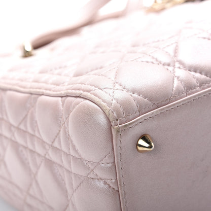 Christian Dior Pearly Lambskin Cannage Medium Lady Dior Lotus 8 of 15