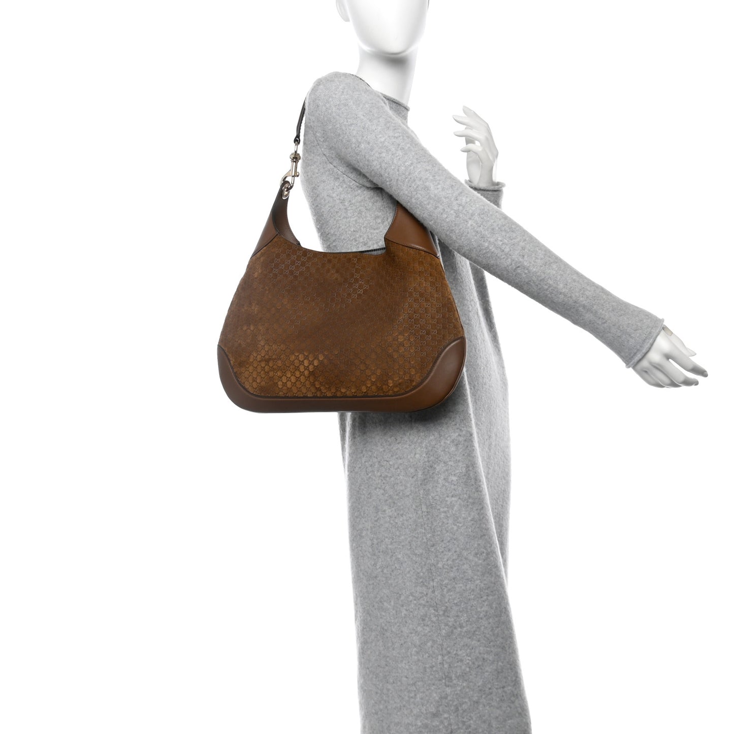 GG Suede B Medium Shoulder Bag Brown