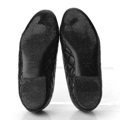 Chanel Aged Calfskin Quilted CC Cap Toe Ballerina Flats 37.5 Black 5 of 14