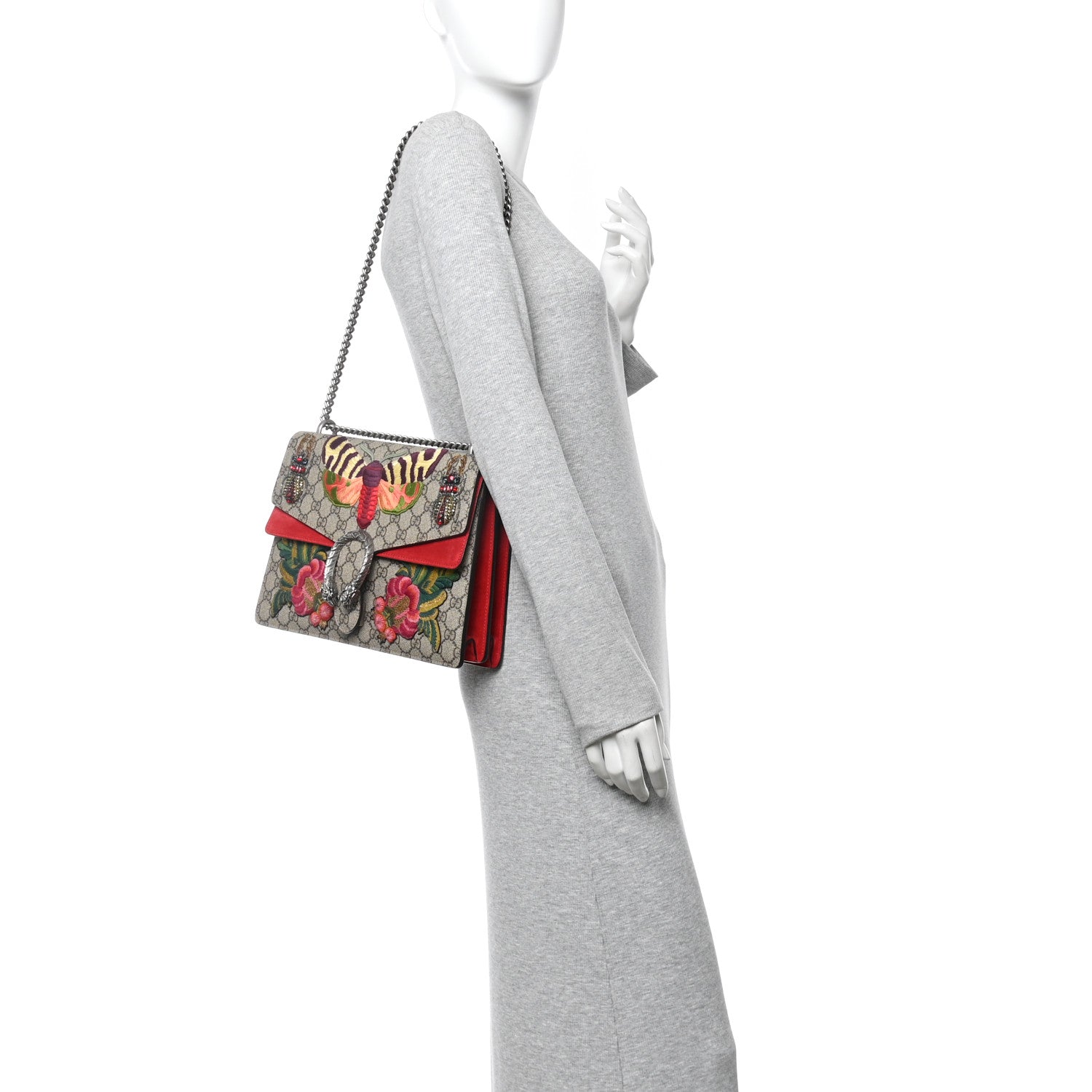 Gucci GG Supreme Monogram Embroidered Medium Dionysus Shoulder Bag Beige Hibiscus 2 of 10
