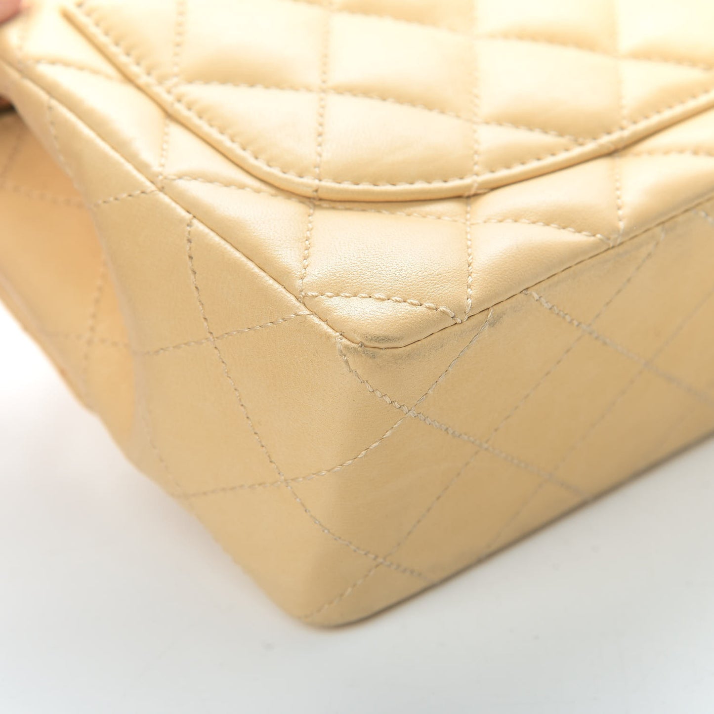 Lambskin Quilted Mini Square Flap Beige