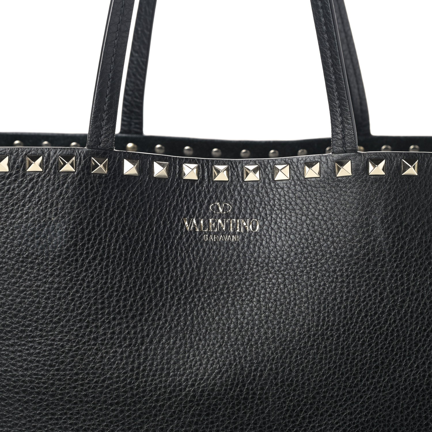 Valentino Garavani Grained Calfskin Rockstud Shoulder Tote Black 9 of 11