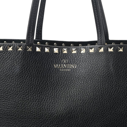 Valentino Garavani Grained Calfskin Rockstud Shoulder Tote Black 9 of 11