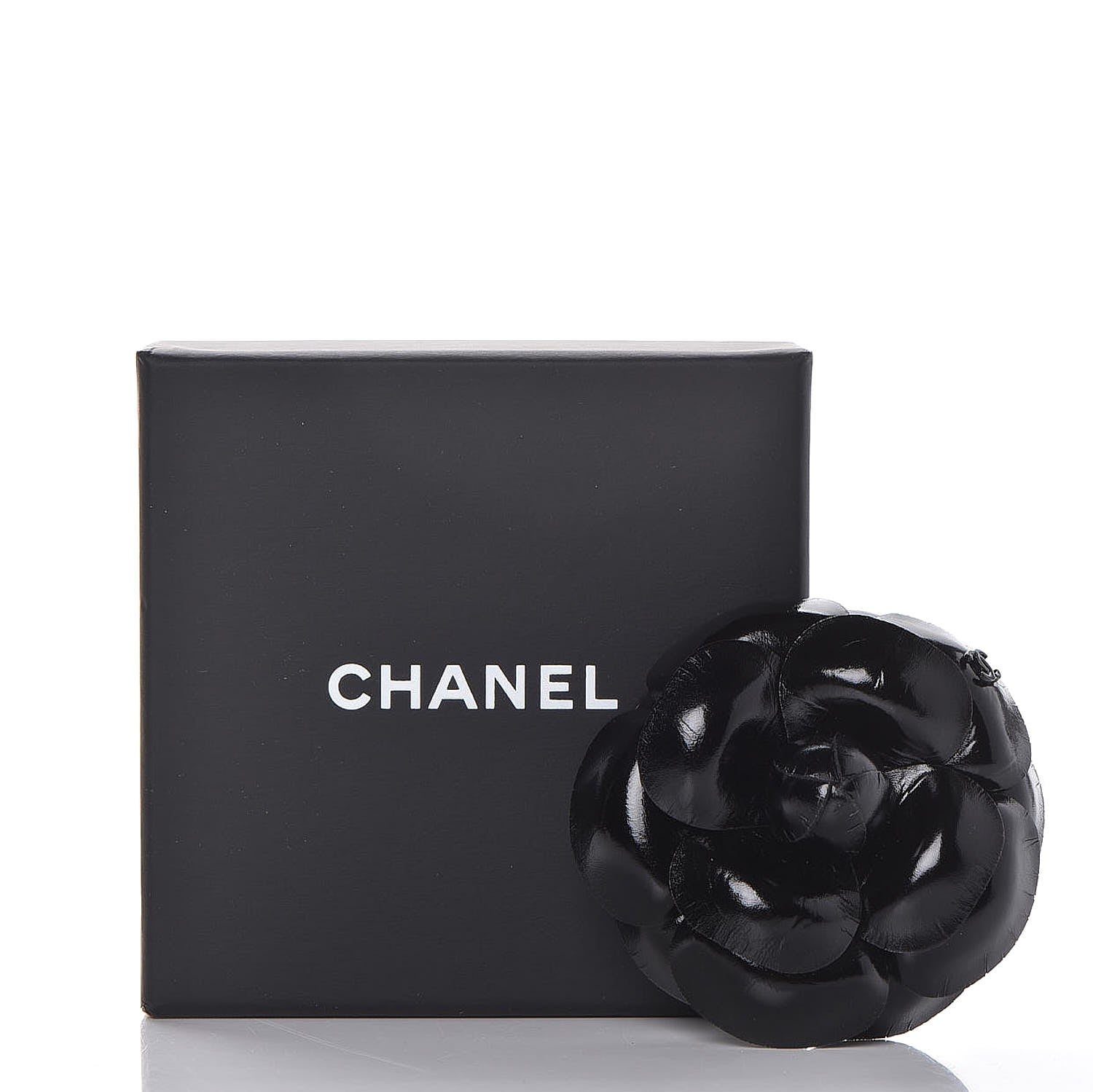 Chanel Glazed Calfskin Camellia Brooch Black 5 of 5