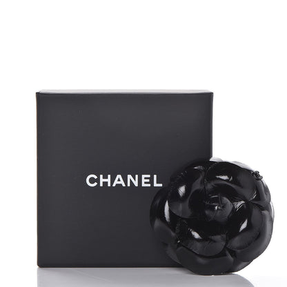 Chanel Glazed Calfskin Camellia Brooch Black 5 of 5
