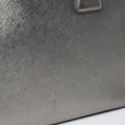 Prada Metallic Saffiano Lux Bowler Silver 22 of 23