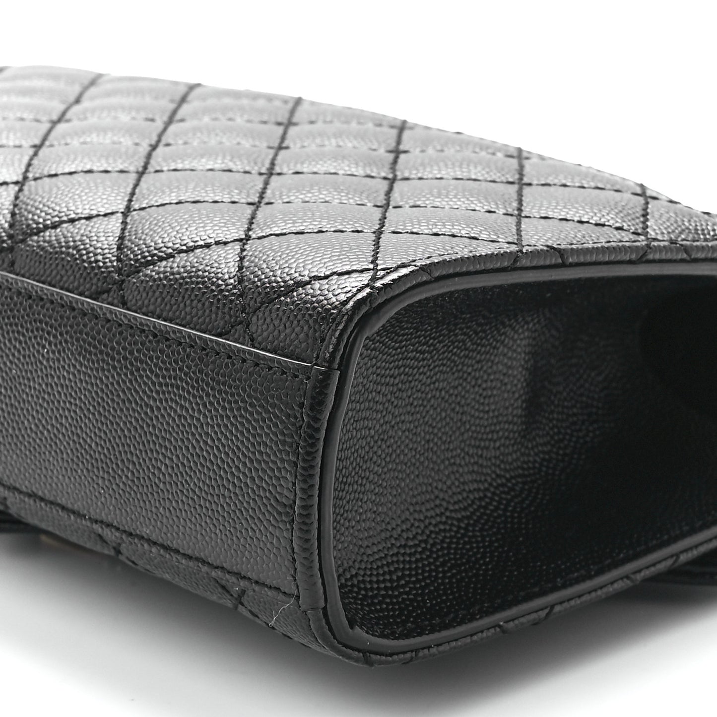 Grain De Poudre Textured Mixed Matelasse Triquilt Small Monogram Satchel Black