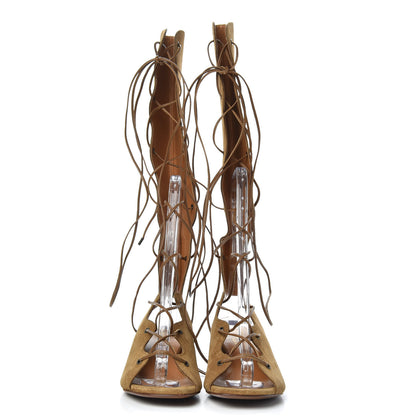 Saint Laurent Suede Babies Knee High Gladiator Sandals 35 Tan 2 of 7