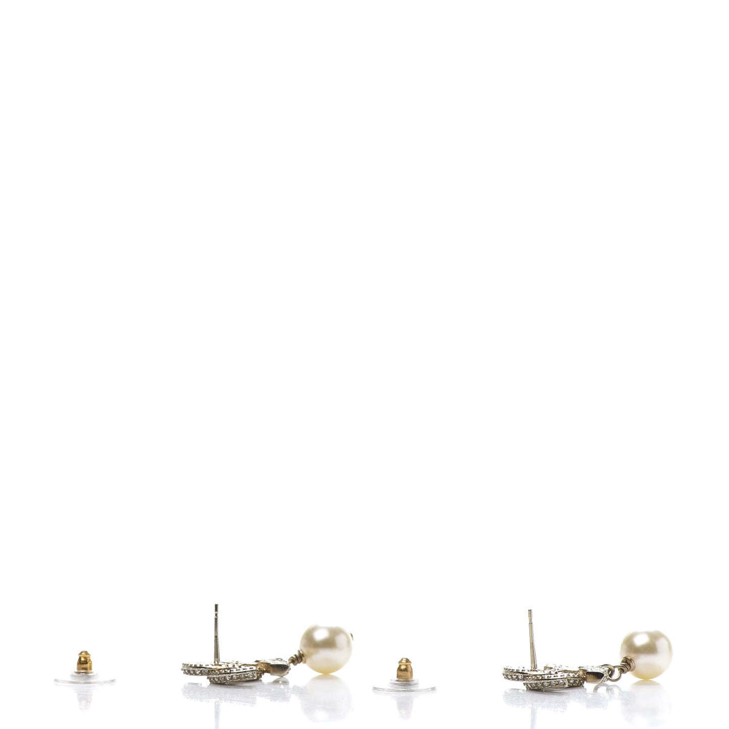 Crystal Pearl CC Drop Earrings Gold