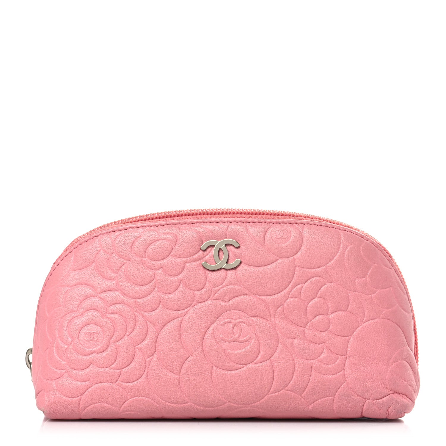 Chanel Lambskin Camellia Embossed Cosmetic Case Pink 1 of 8