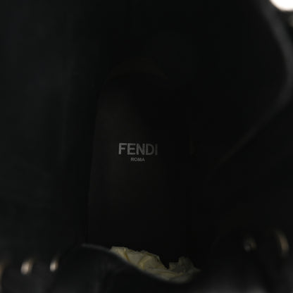 Fendi Fabric Jacquard Vitello FF Domino 50mm Biker Boots 37 Black Asfalto 7 of 9