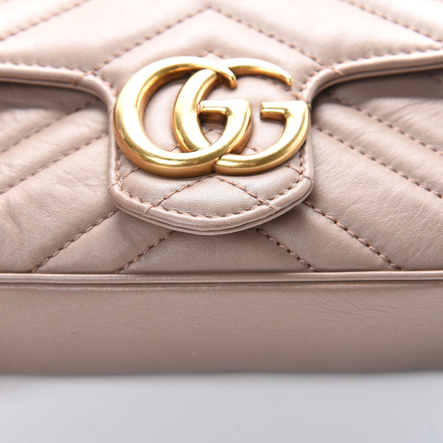 Gucci Calfskin Matelasse Super Mini GG Marmont Shoulder Bag Porcelain Rose 10 of 11