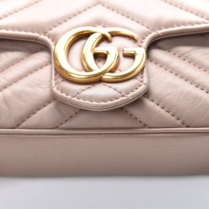 Gucci Calfskin Matelasse Super Mini GG Marmont Shoulder Bag Porcelain Rose 10 of 11