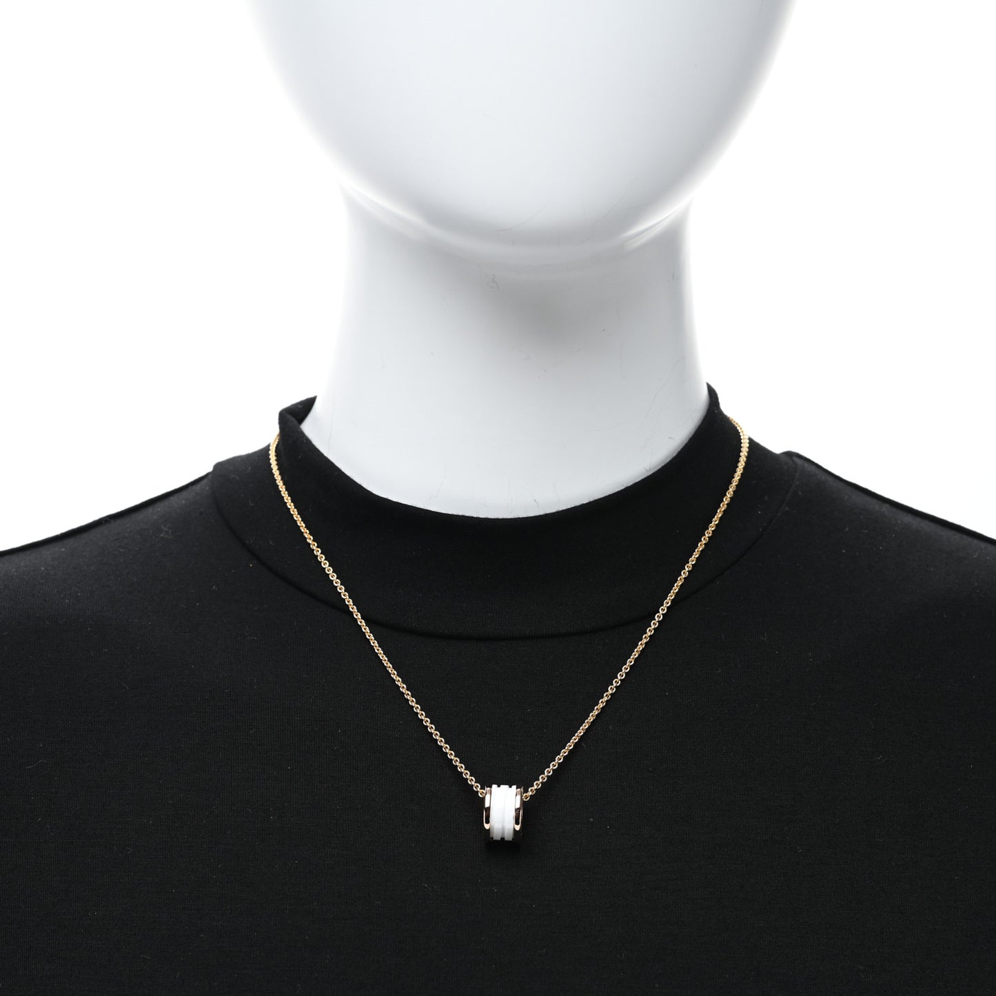 18K Rose Gold White Ceramic B.Zero1 Pendant Necklace