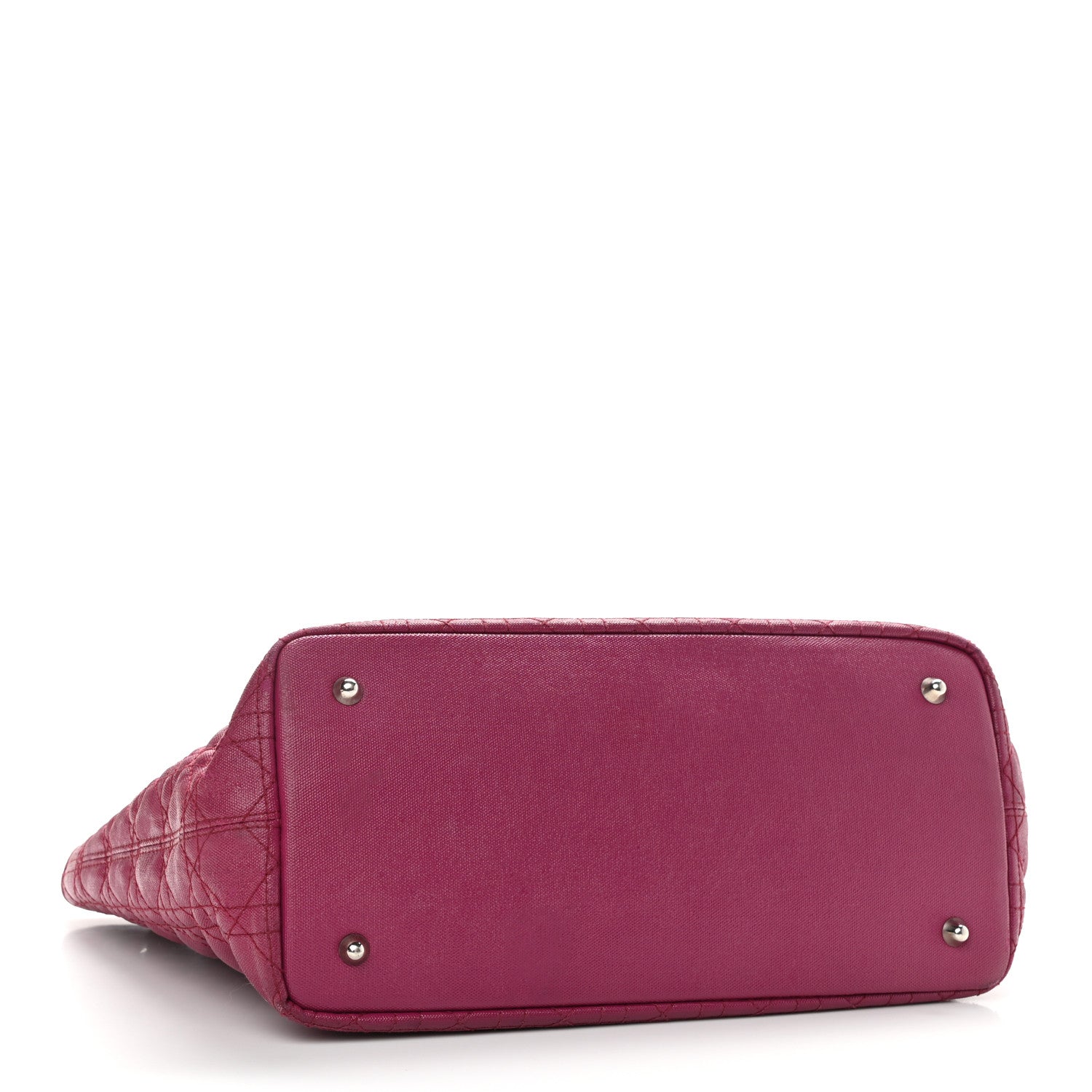 Christian Dior Coated Canvas Cannage Small Panarea Tote Fuchsia 3 of 12