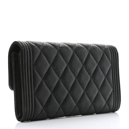 Chanel Caviar Quilted Long Boy Flap Wallet Black 3 of 9