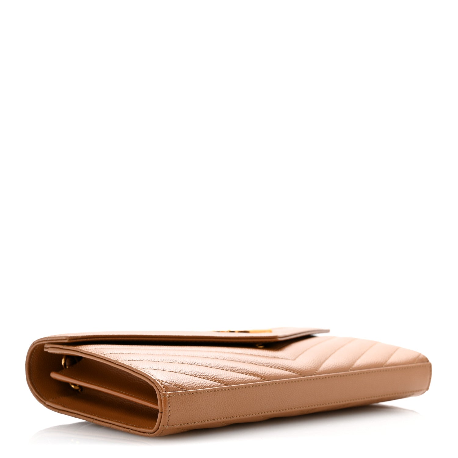 Saint Laurent Grain De Poudre Matelasse Chevron Monogram Chain Wallet Natural Dark 4 of 12