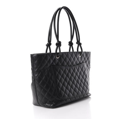 Chanel Calfskin Quilted Large Cambon Tote Black White 3 of 10