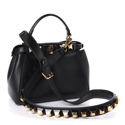 Fendi Nappa Studded Mini Peekaboo Iconic Satchel Black 3 of 11