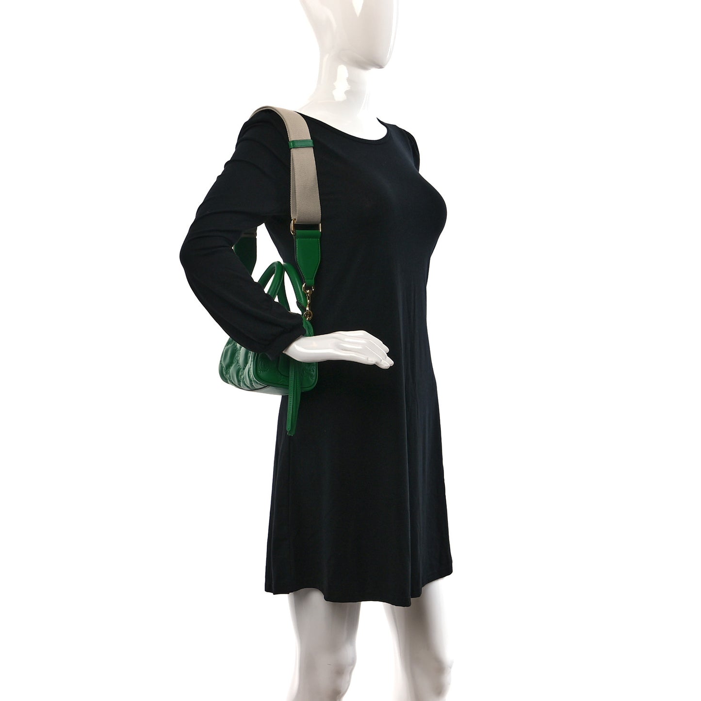 Calfskin GG Matelasse Mini Bowler Bag Spring Green Natural