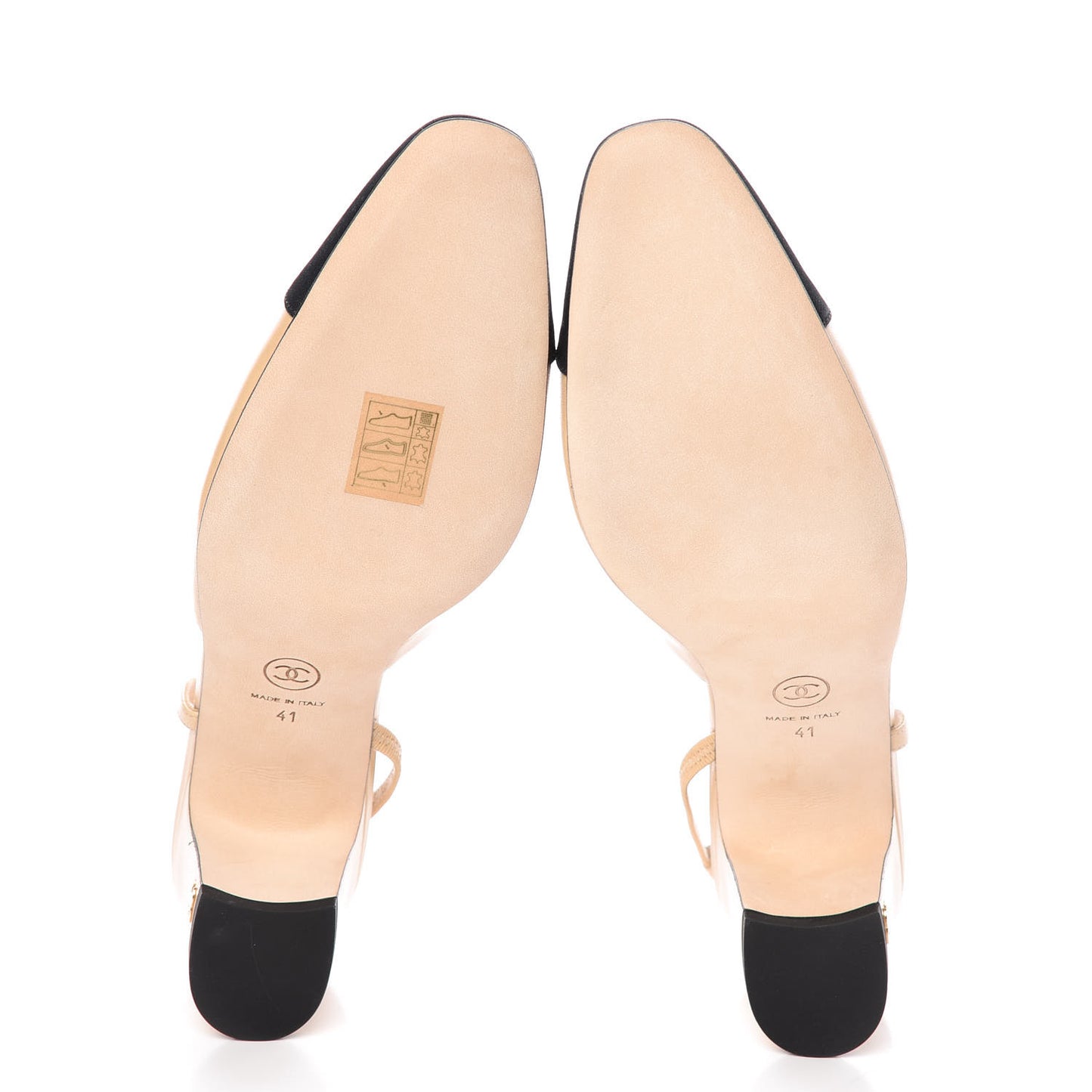 Goatskin Grosgrain Cap Toe CC Slingback Pumps 41 Beige Black