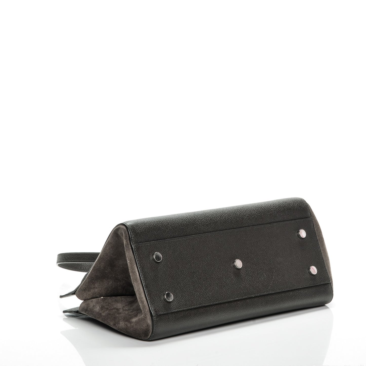 Grained Calfskin Suede Small Cabas Rive Gauche Dark Anthracite