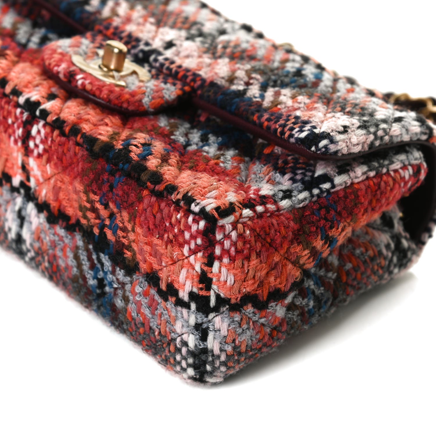 Chanel Tweed Quilted Mini Rectangular Flap Red Multicolor 11 of 18