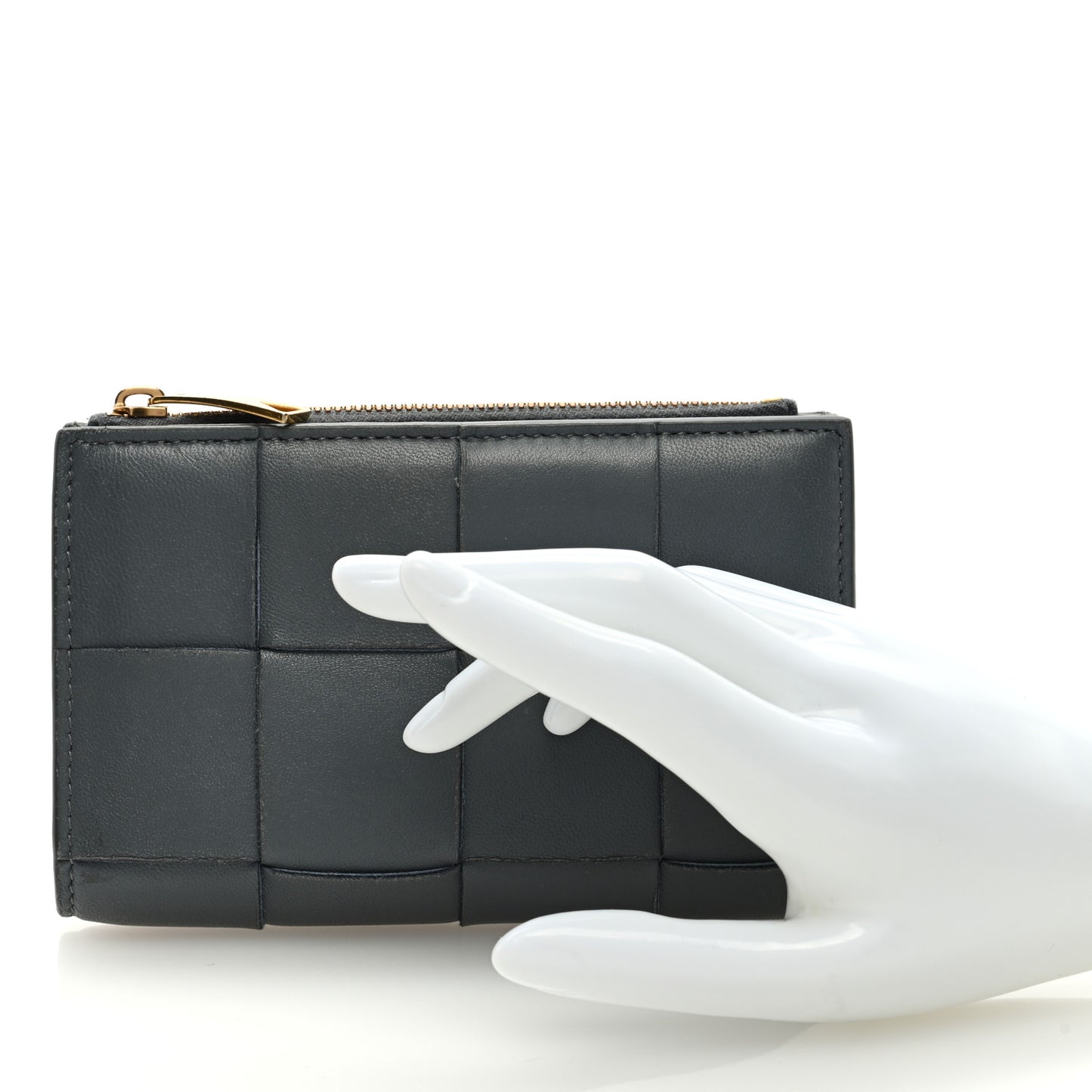 Nappa Maxi Intrecciato Medium Cassette Bifold Zip Wallet Thunder