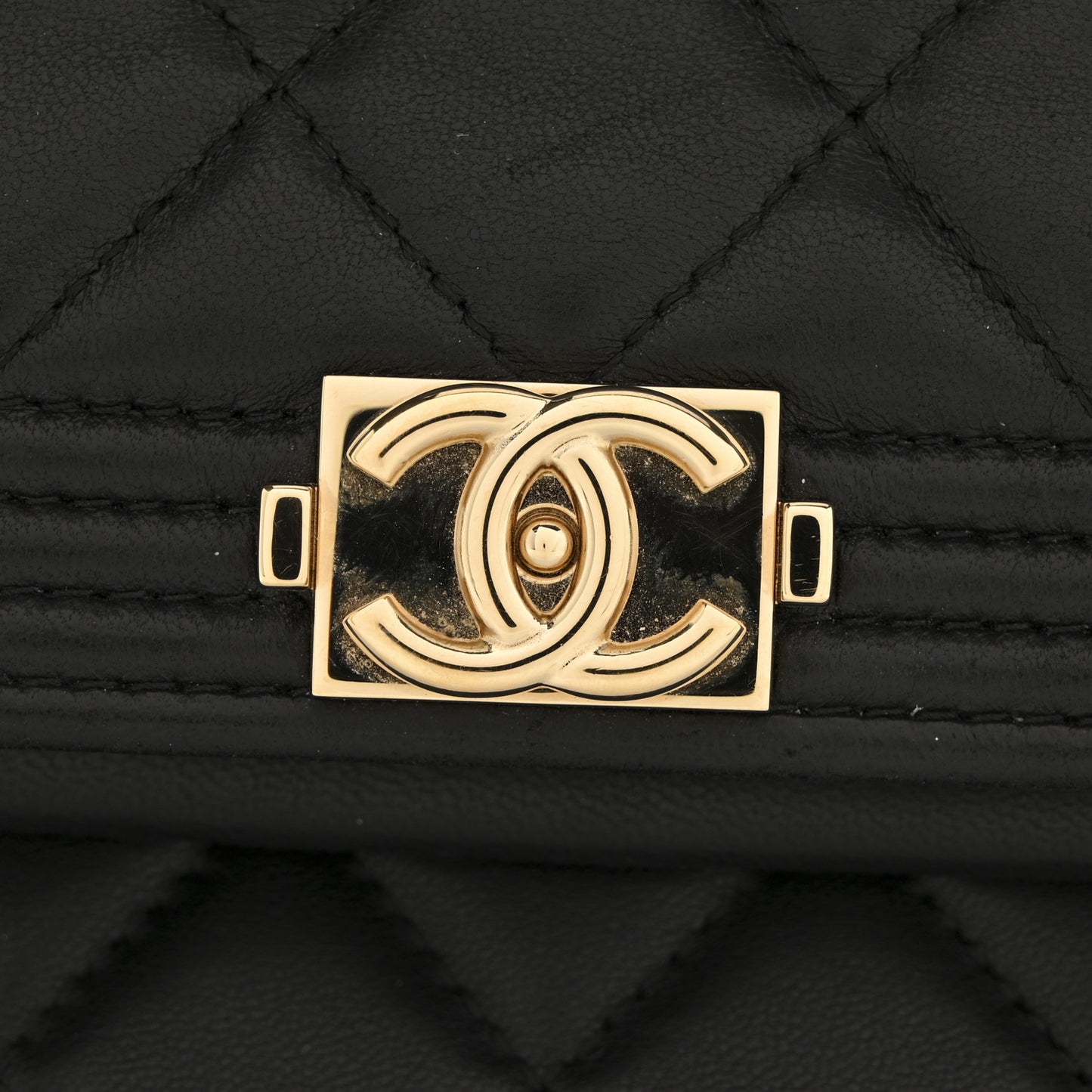 Lambskin Quilted Beauty CC Boy Clutch Black